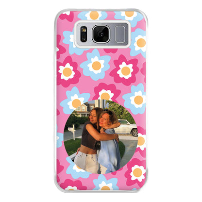 Pink And Blue Flower Pattern - Personalised Mother's Day Phone Case for Galaxy S8 Plus