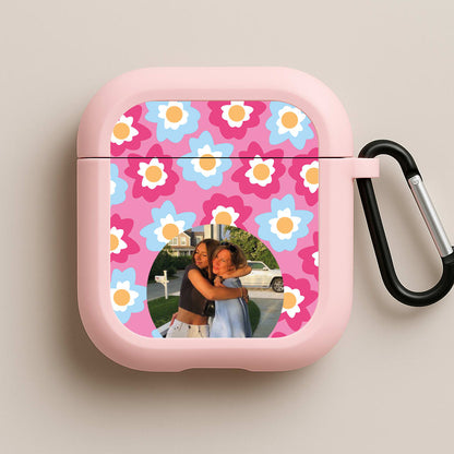 Pink And Blue Flower Pattern - Personalised Mother's Day Pink AirPods Case