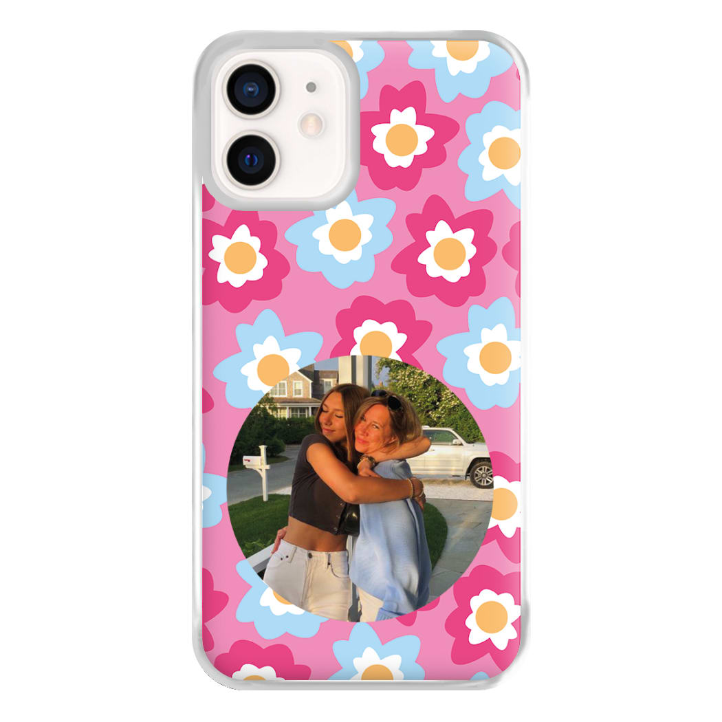 Pink And Blue Flower Pattern - Personalised Mother's Day Phone Case for iPhone 12 Mini