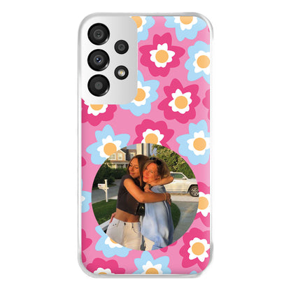 Pink And Blue Flower Pattern - Personalised Mother's Day Phone Case for Galaxy A33