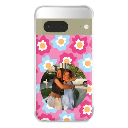 Pink And Blue Flower Pattern - Personalised Mother's Day Phone Case for Google Pixel 7a