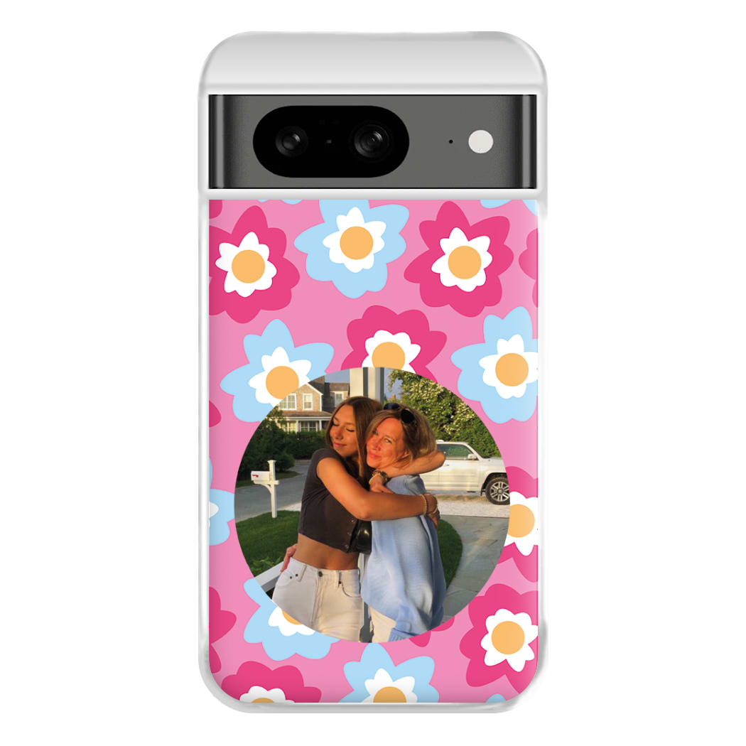 Pink And Blue Flower Pattern - Personalised Mother's Day Phone Case for Google Pixel 8