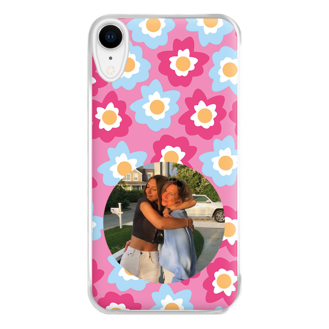 Pink And Blue Flower Pattern - Personalised Mother's Day Phone Case for iPhone XR