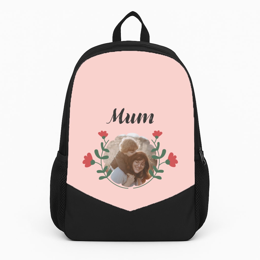 Mum Red Flowers - Personalised Mother's Day Backpack
