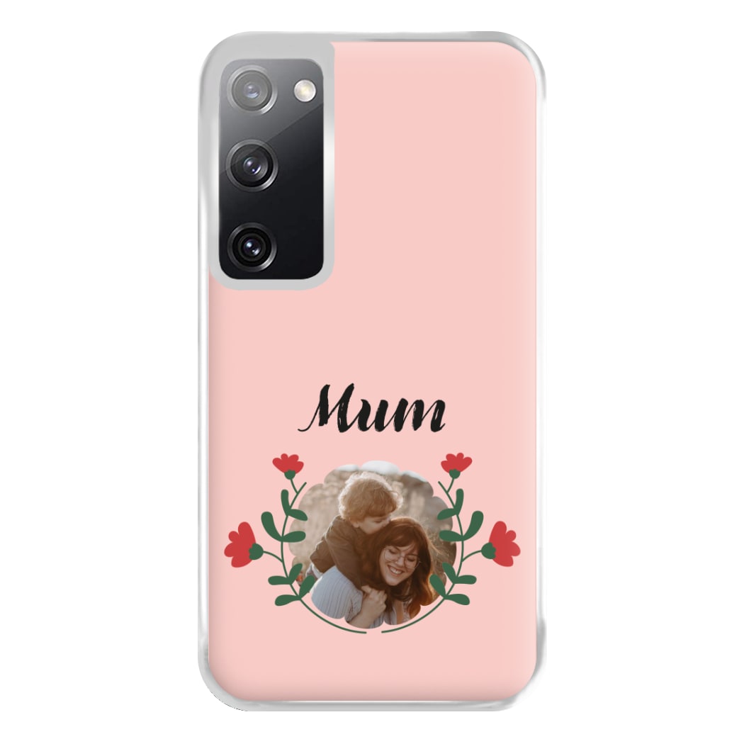 Mum Red Flowers - Personalised Mother's Day Phone Case for Galaxy S20