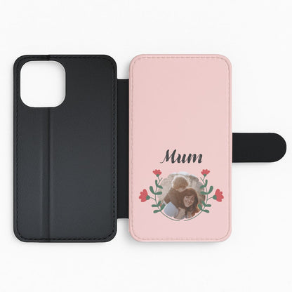 Mum Red Flowers - Personalised Mother's Day Flip Phone Case