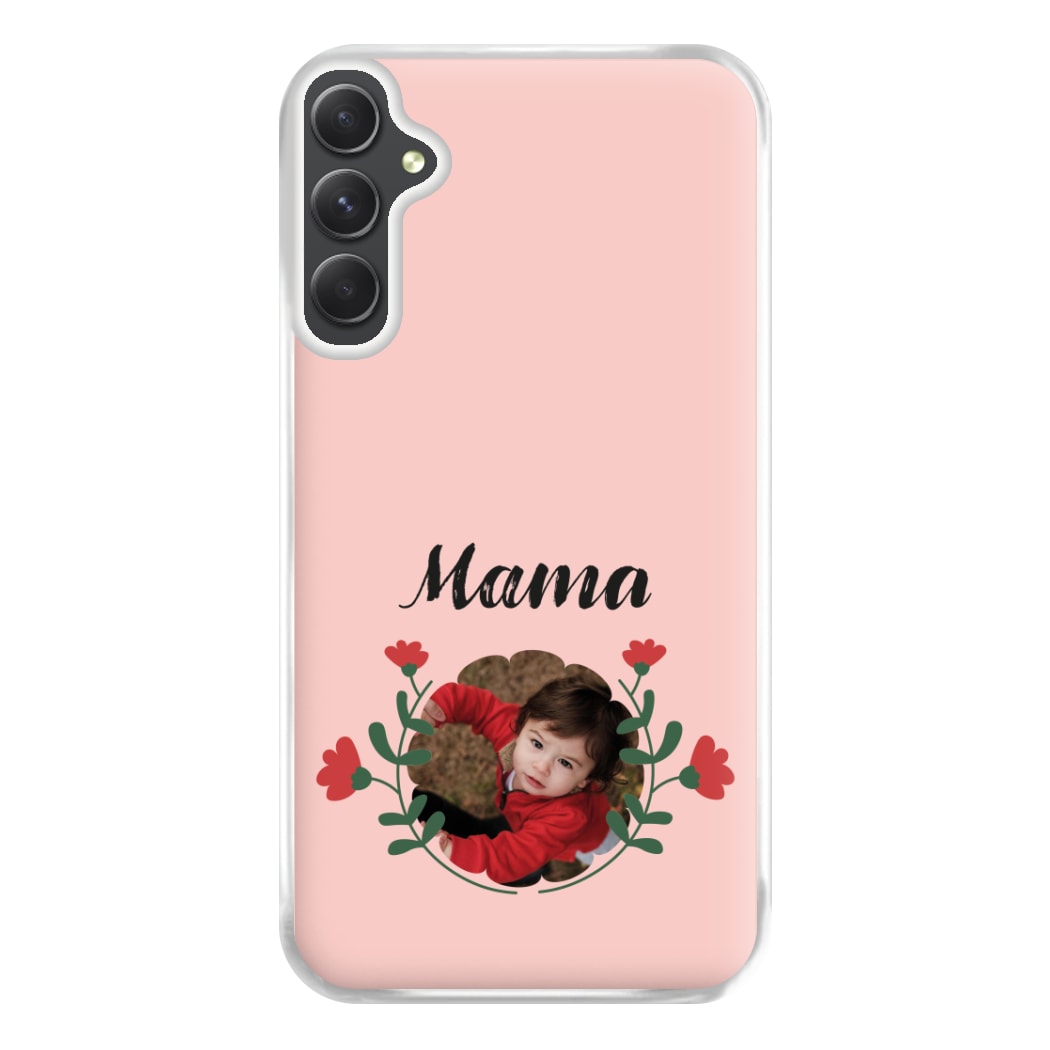 Mama Red Flowers - Personalised Mother's Day Phone Case for Galaxy A54