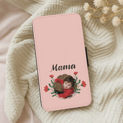 Mama Red Flowers - Personalised Mother's Day Wallet Phone Case