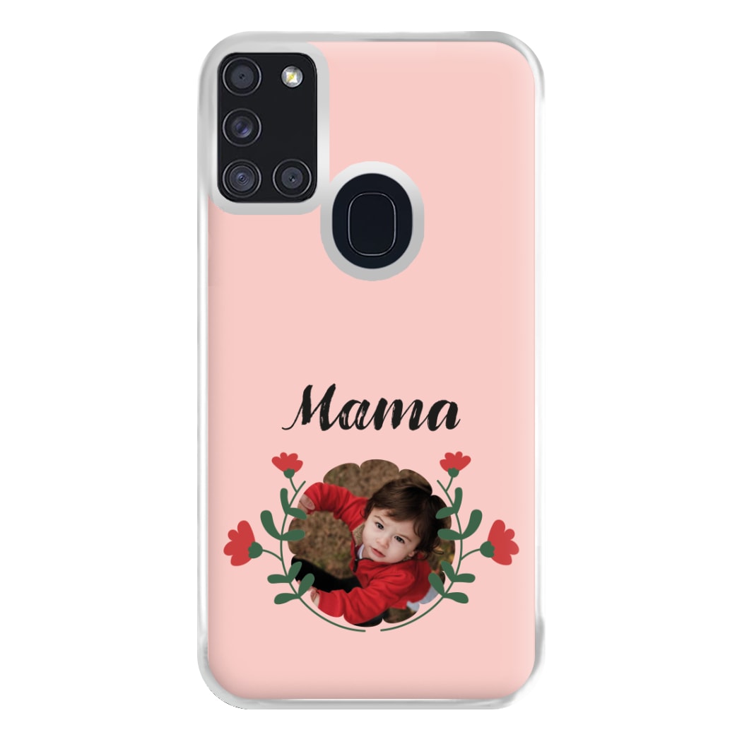 Mama Red Flowers - Personalised Mother's Day Phone Case for Galaxy A21s