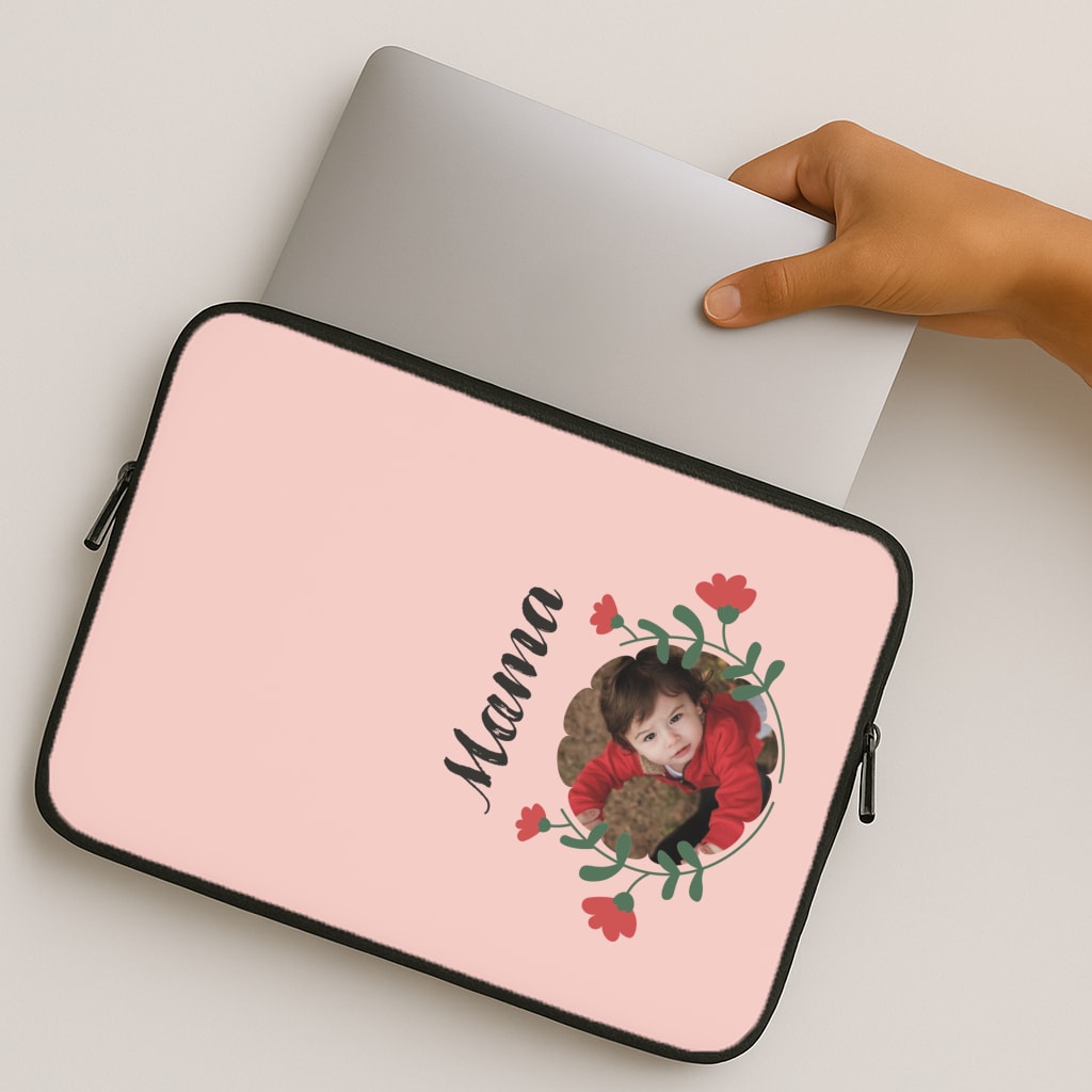 Mama Red Flowers - Personalised Mother's Day MacBook Case