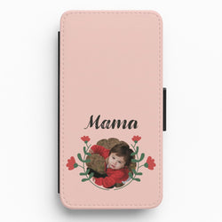 Mama Red Flowers - Personalised Mother's Day Flip / Wallet Phone Case