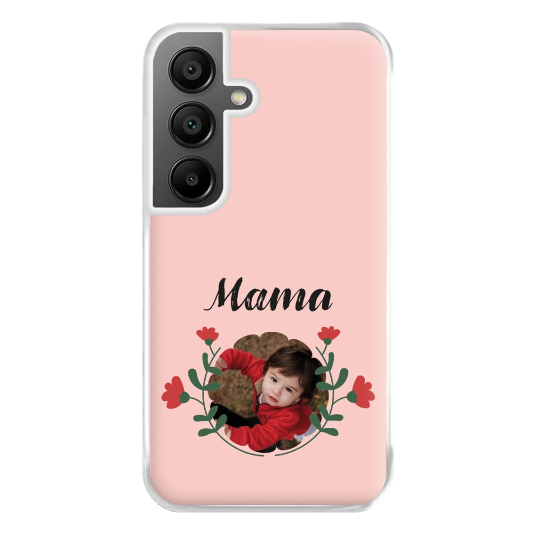 Mama Red Flowers - Personalised Mother's Day Phone Case for Galaxy A55