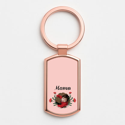 Mama Red Flowers - Personalised Mother's Day Rose Gold Keyring