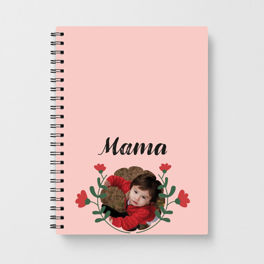 Mama Red Flowers - Personalised Mother's Day Notebook