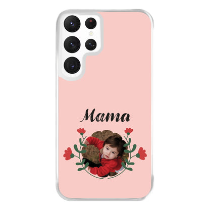 Mama Red Flowers - Personalised Mother's Day Phone Case for Galaxy S22 Ultra