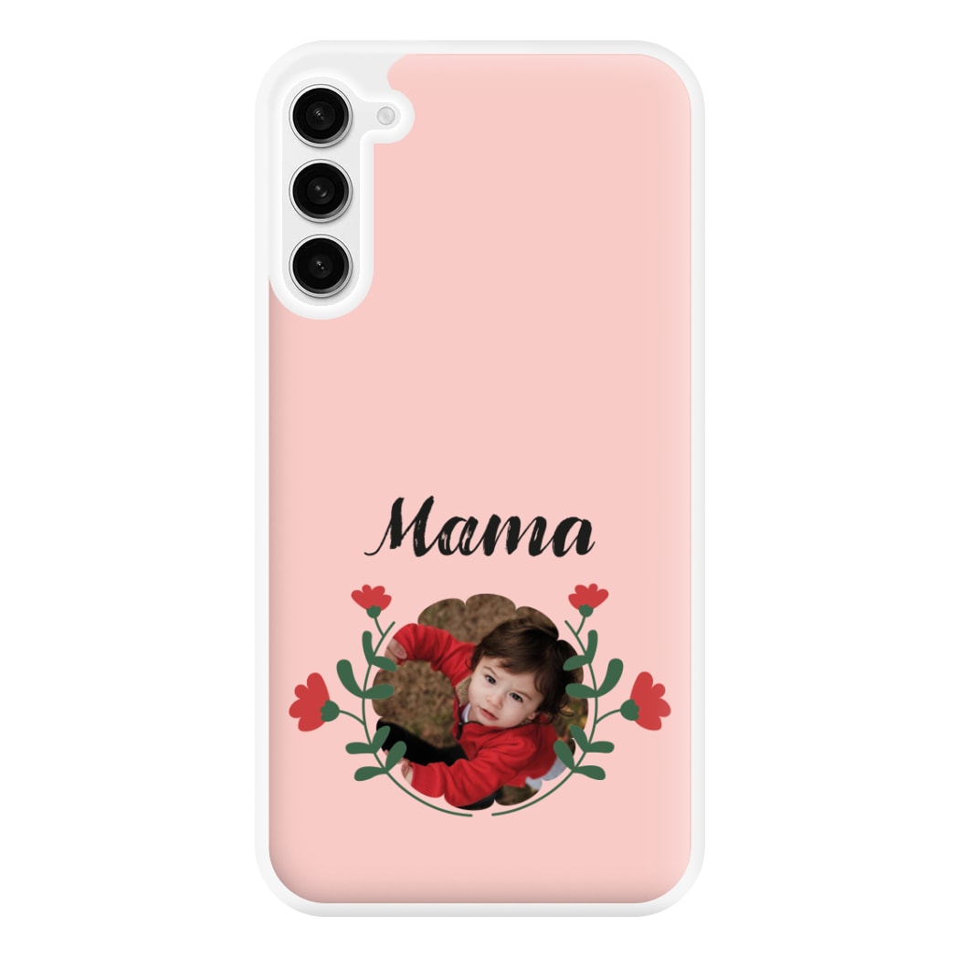 Mama Red Flowers - Personalised Mother's Day Phone Case for Galaxy S23FE