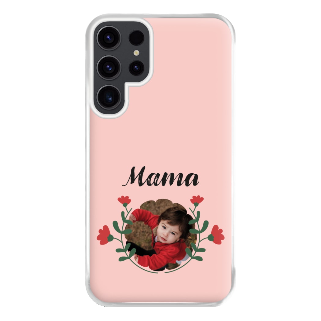 Mama Red Flowers - Personalised Mother's Day Phone Case for Galaxy S23 Ultra