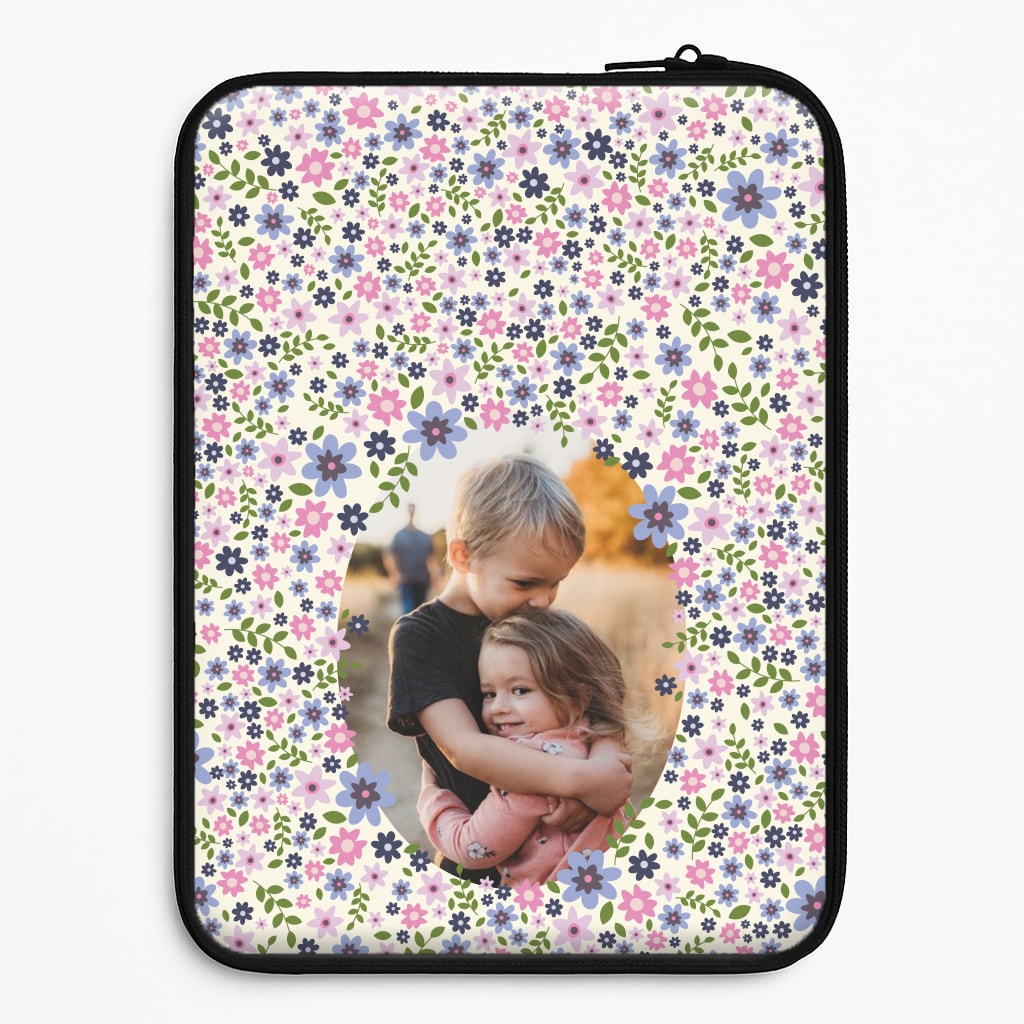 Detailed Flower Pattern - Personalised Mother's Day Laptop Sleeve