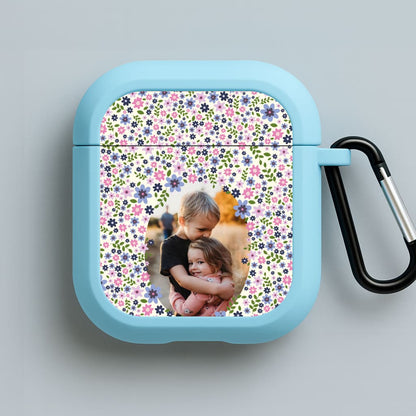 Detailed Flower Pattern - Personalised Mother's Day Blue AirPods Case