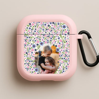 Detailed Flower Pattern - Personalised Mother's Day Pink AirPods Case