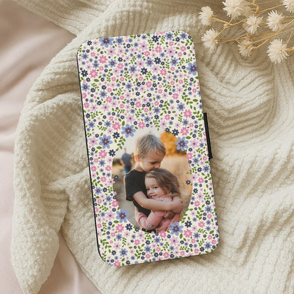 Detailed Flower Pattern - Personalised Mother's Day Wallet Phone Case