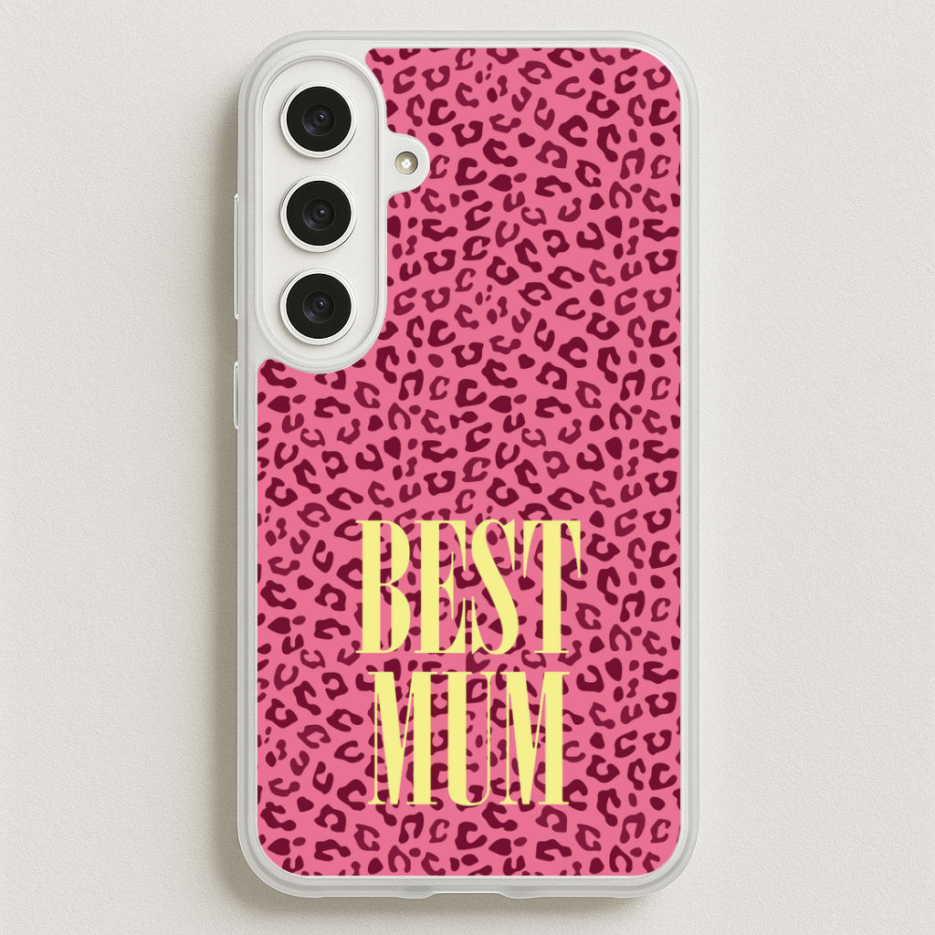 Best Mum Leopard Print Phone Case for Galaxy S25FE