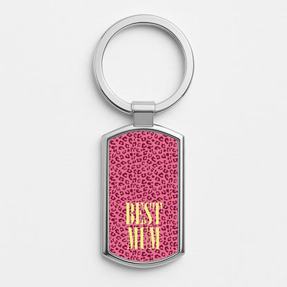 Best Mum Leopard Print Silver Keyring