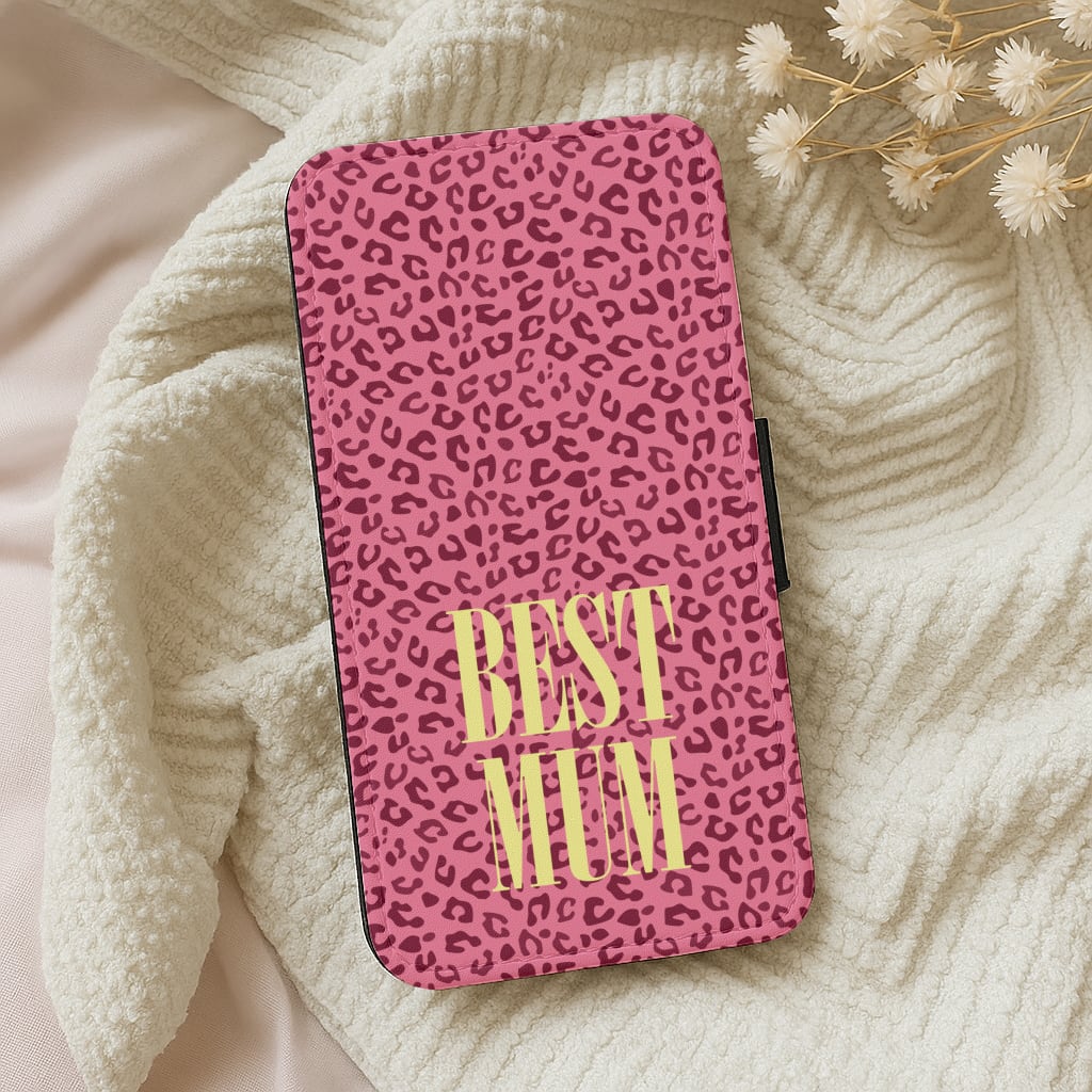 Best Mum Leopard Print Wallet Phone Case