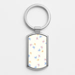 Pastel Flowers Pattern Silver Keyring