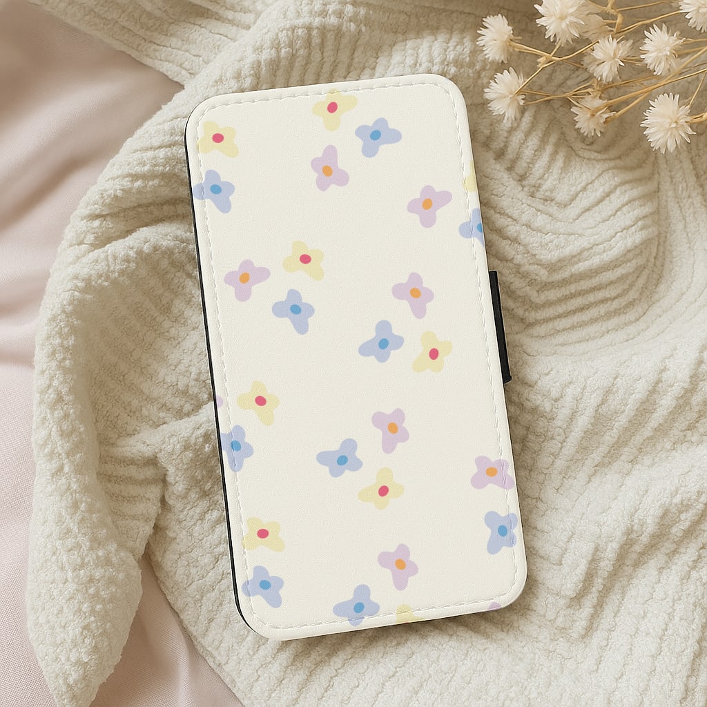 Pastel Flowers Pattern Wallet Phone Case