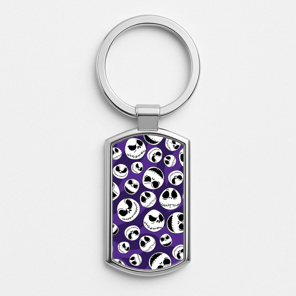 Skull Pattern Silver Keyring