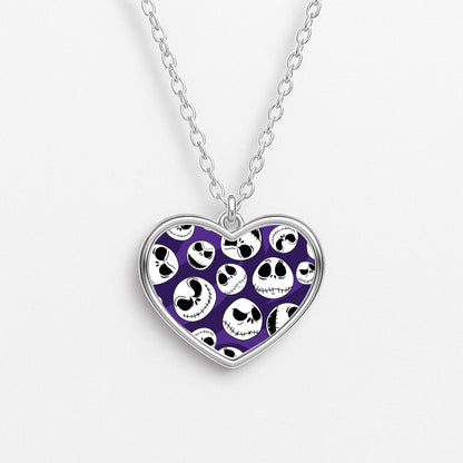 Skull Pattern Heart Necklace
