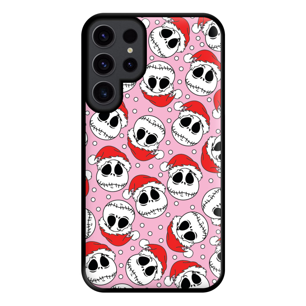 Pink Christmas Skull Pattern Phone Case for Galaxy S23 Ultra