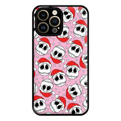 Pink Christmas Skull Pattern Phone Case for iPhone 14 Pro Max