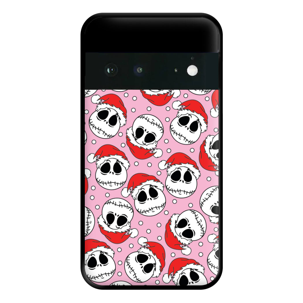 Pink Christmas Skull Pattern Phone Case for Google Pixel 6a