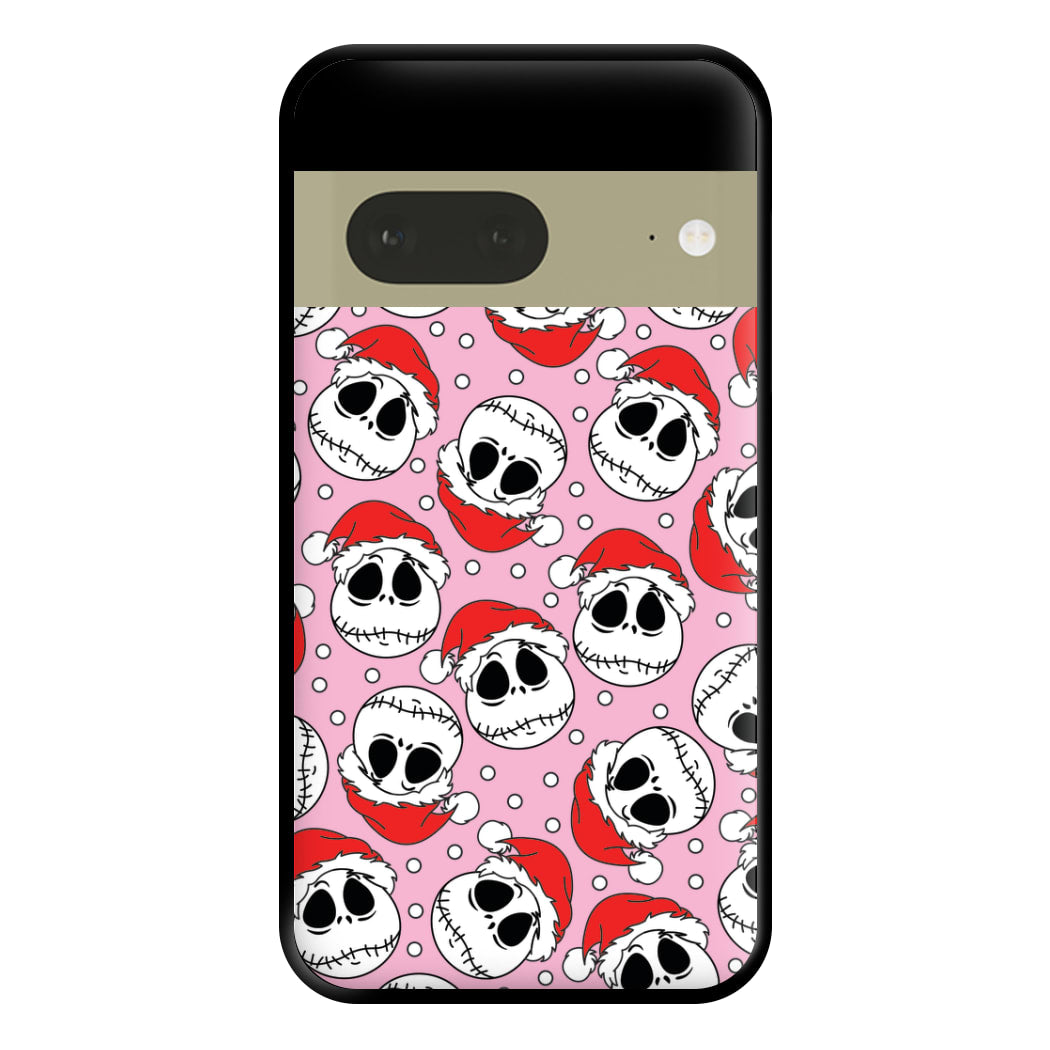 Pink Christmas Skull Pattern Phone Case for Google Pixel 7a