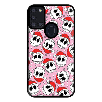 Pink Christmas Skull Pattern Phone Case for Galaxy A21s