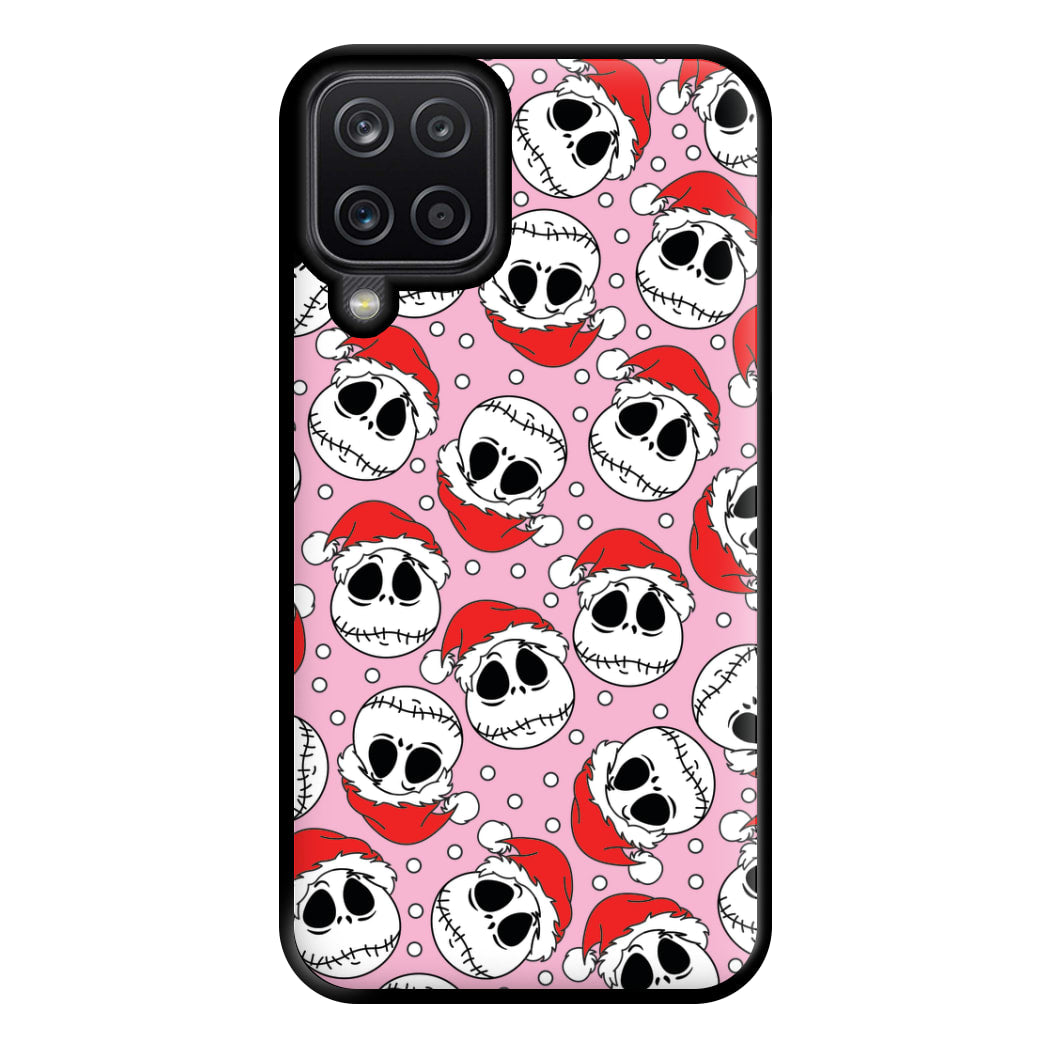 Pink Christmas Skull Pattern Phone Case for Galaxy A12