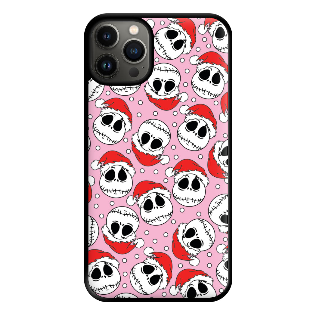 Pink Christmas Skull Pattern Phone Case for iPhone 13