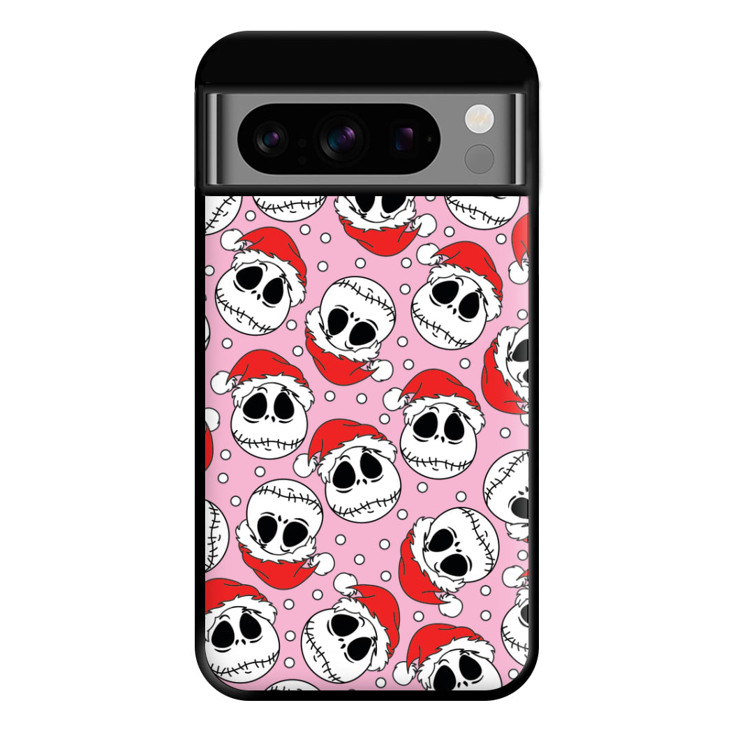 Pink Christmas Skull Pattern Phone Case for Google Pixel 8 Pro