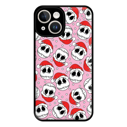 Pink Christmas Skull Pattern Phone Case for iPhone 14