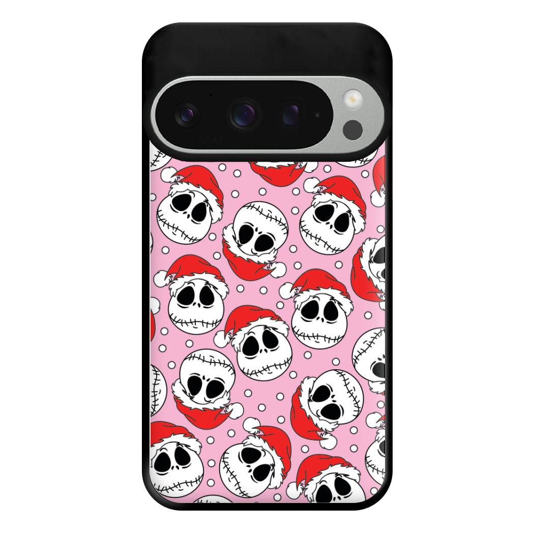 Pink Christmas Skull Pattern Phone Case for Google Pixel 9 Pro XL