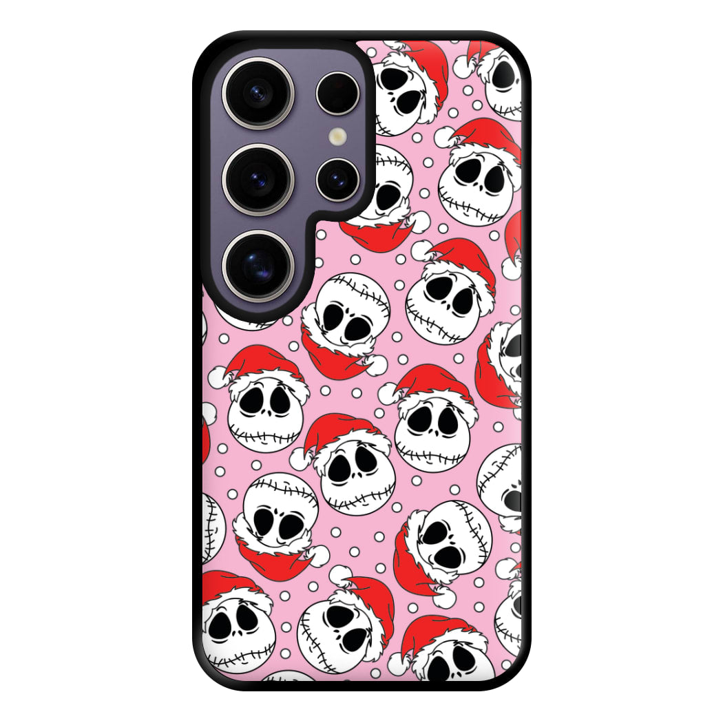 Pink Christmas Skull Pattern Phone Case for Galaxy S25 Ultra