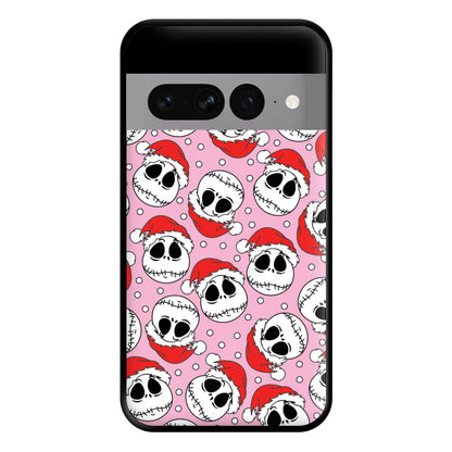 Pink Christmas Skull Pattern Phone Case for Google Pixel 7 Pro