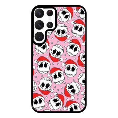 Pink Christmas Skull Pattern Phone Case for Galaxy S22 Ultra