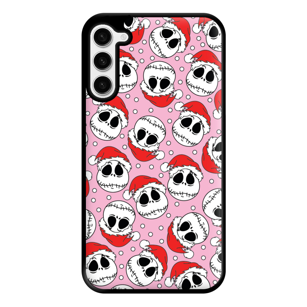 Pink Christmas Skull Pattern Phone Case for Galaxy S23 Plus