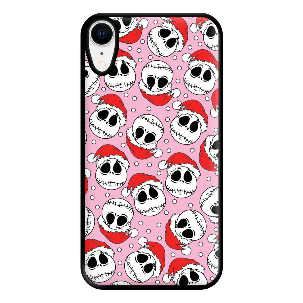 Pink Christmas Skull Pattern Phone Case for iPhone XR