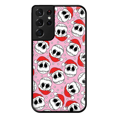 Pink Christmas Skull Pattern Phone Case for Galaxy S21 Ultra