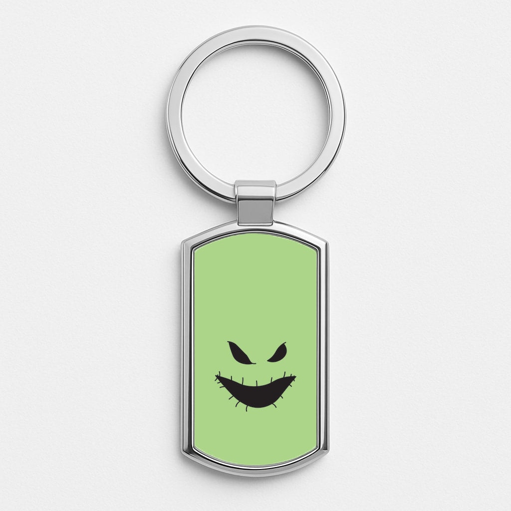 Green Face Silver Keyring