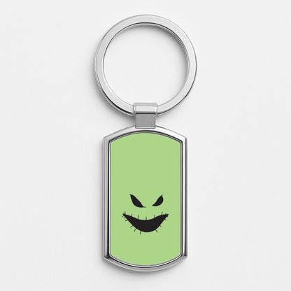 Green Face Silver Keyring